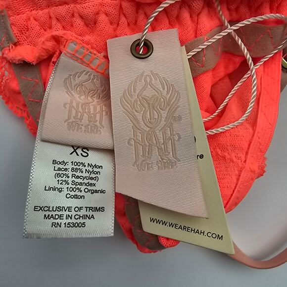 Free People We Are HAH Bust Out Bodysuit in Fried Salmon Lace Mesh Hook Back NEW - Picture 6 of 8